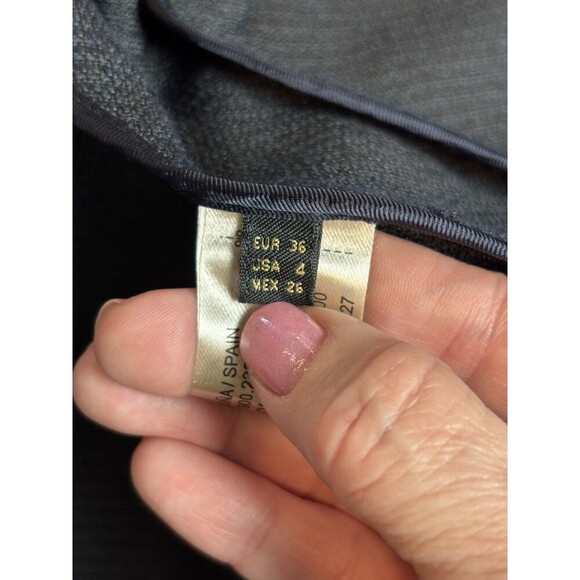 Massimo Dutti Blazer Navy Blue Tweed 4 Italian Fabric Boxy Open Front - Picture 4 of 10